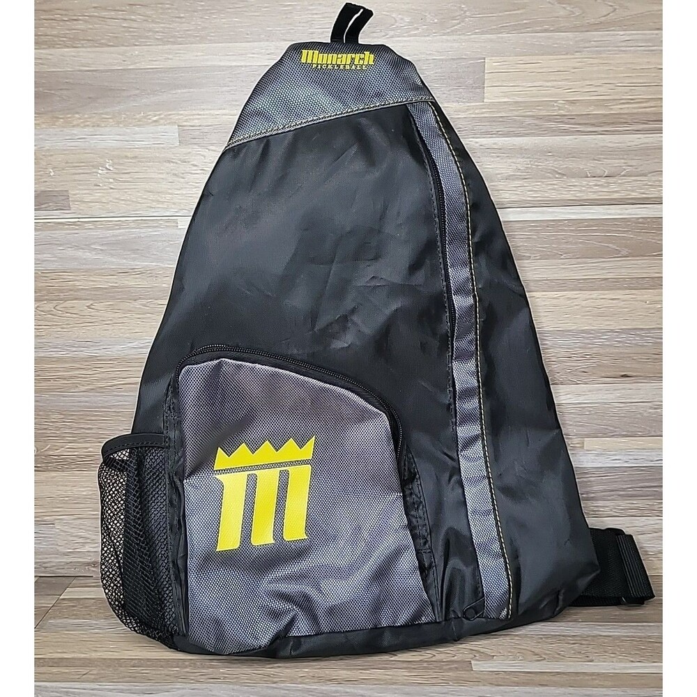 Monarch Pickleball Sling Bag -‎ Black, Gray & Yellow Multiple Pockets Adjustable
